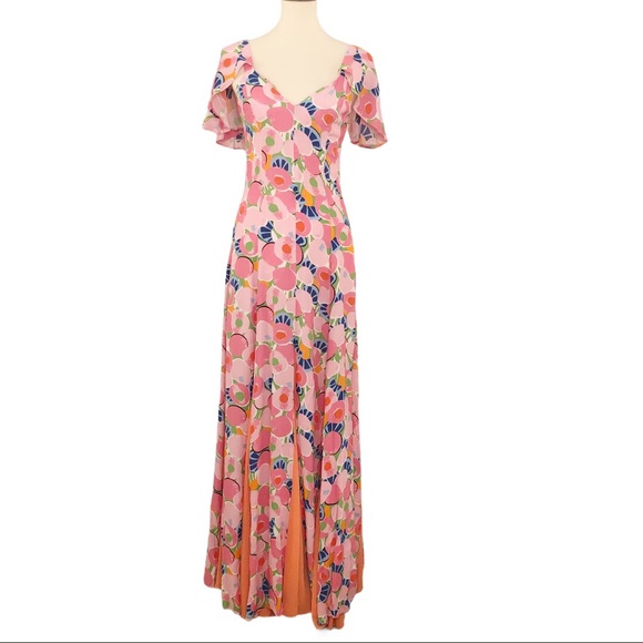 STAUD BAYA DRESS ABSTRACT PEACH BLOSSOM DRESS - Picture 8 of 13
